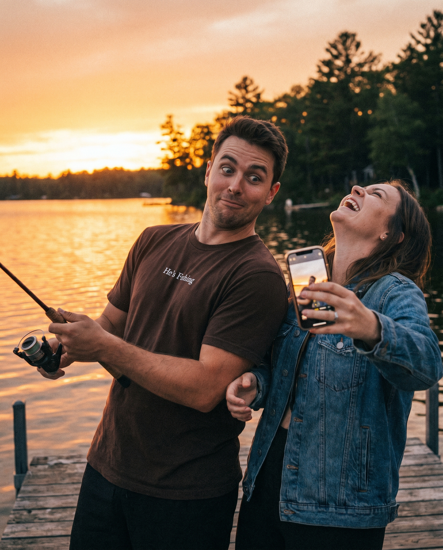 He's Fishing 🎣 Funny Father's Day Tee