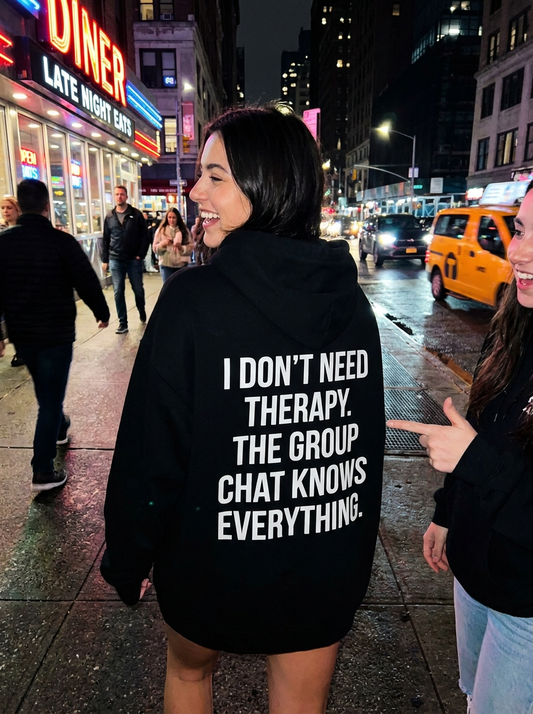 Group chat hoodie night street back print
