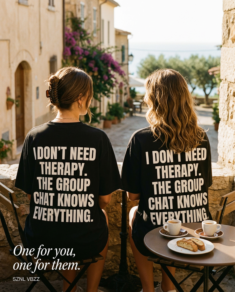 SV Statements Group Chat tee — 2-pack, café