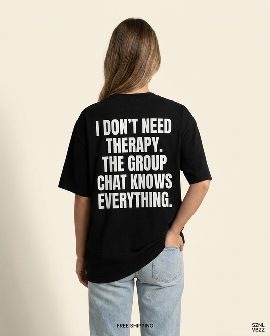 SV Statements Group Chat tee — back print, studio