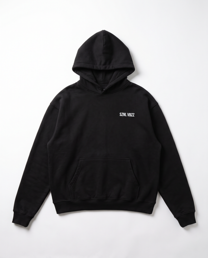I Don't Need Therapy hoodie — front, SZNL VBZZ chest mark