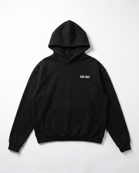 I Don't Need Therapy hoodie — front, SZNL VBZZ chest mark