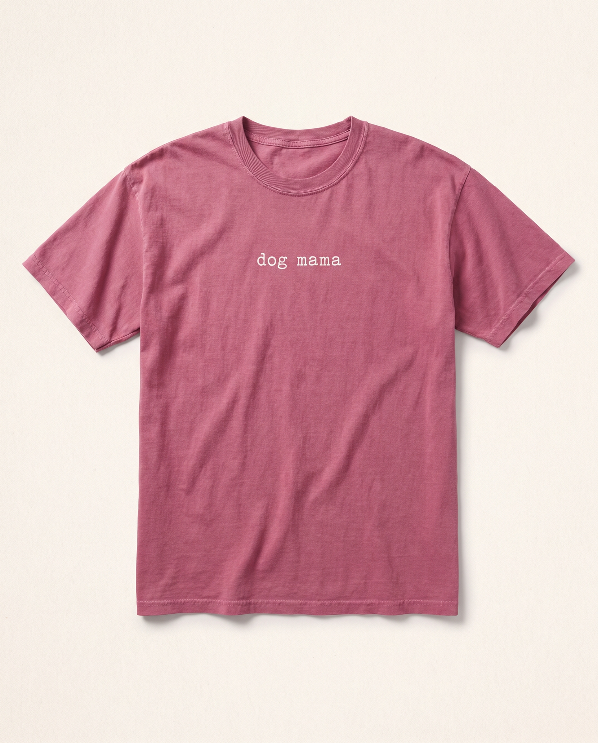 Dog Mama tee, berry flat lay