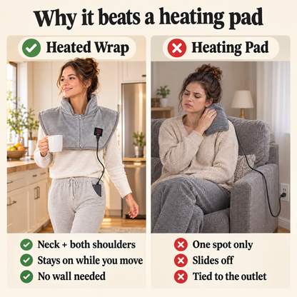 Heated wrap compared with a regular heating pad