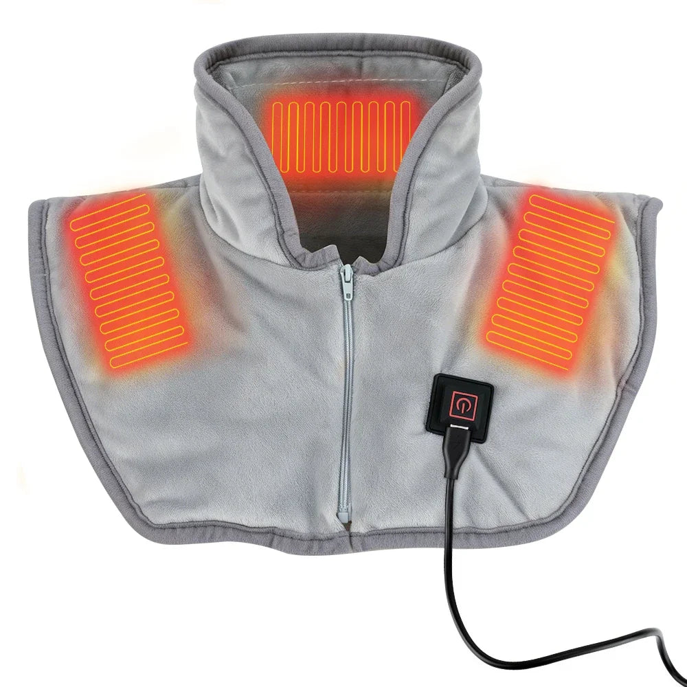 Heated neck and shoulder wrap with three heat zones