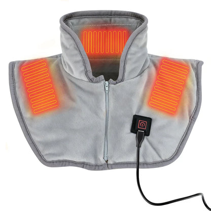 Heated neck and shoulder wrap with three heat zones